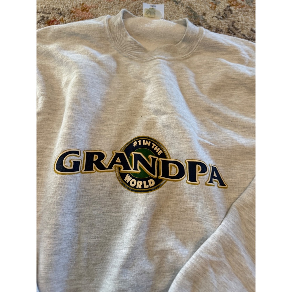 Vintage Jerzees #1 In The World Grandpa Sweatshirt Heather Grey 90s Pullover L